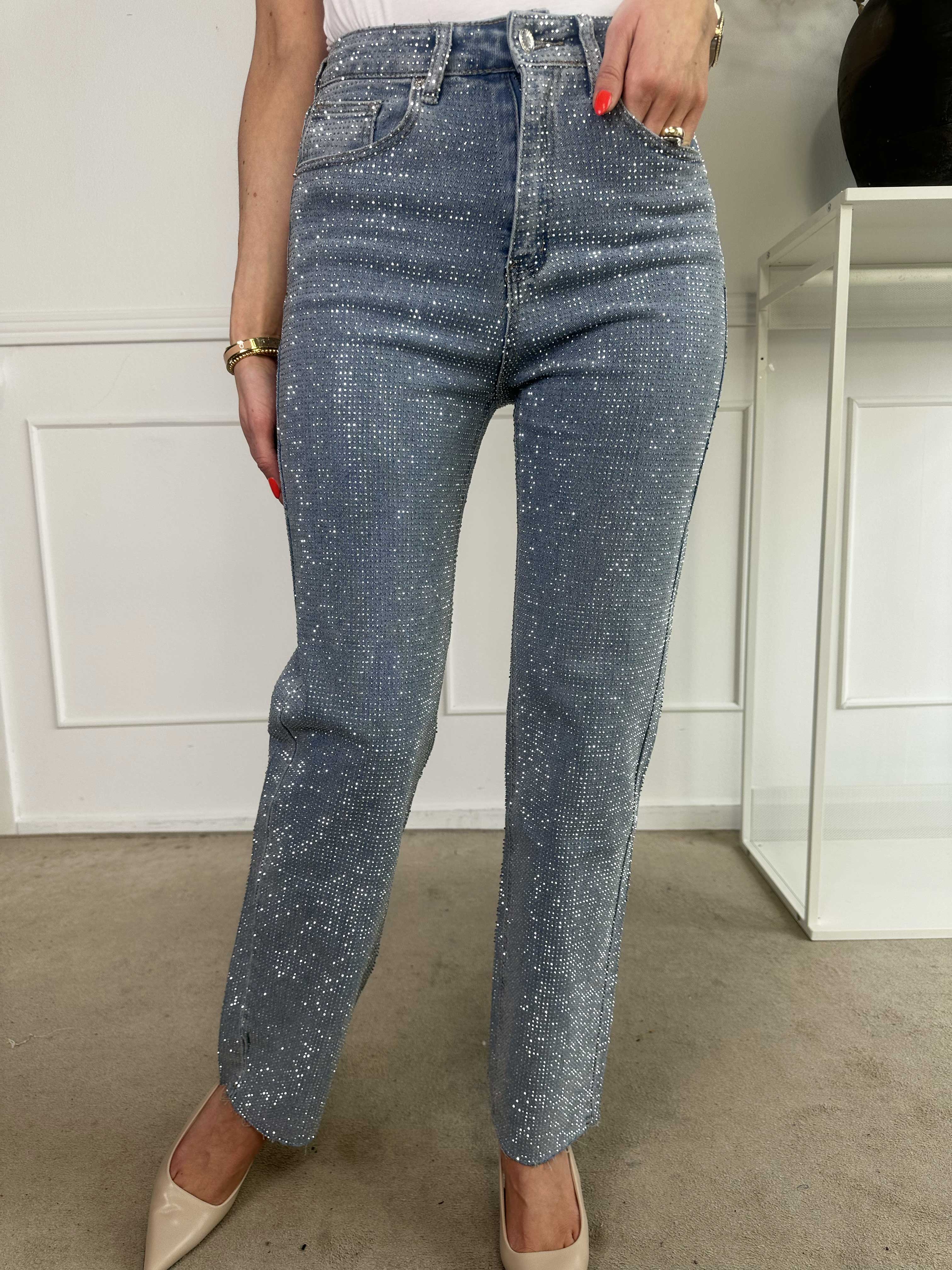 Brooklyn - Stretchy jeans täckta i glänsande similisten